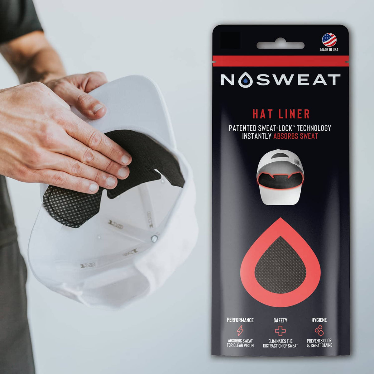 No Sweat Visor Sweat Liner Golf Hat & Cap Liner Black