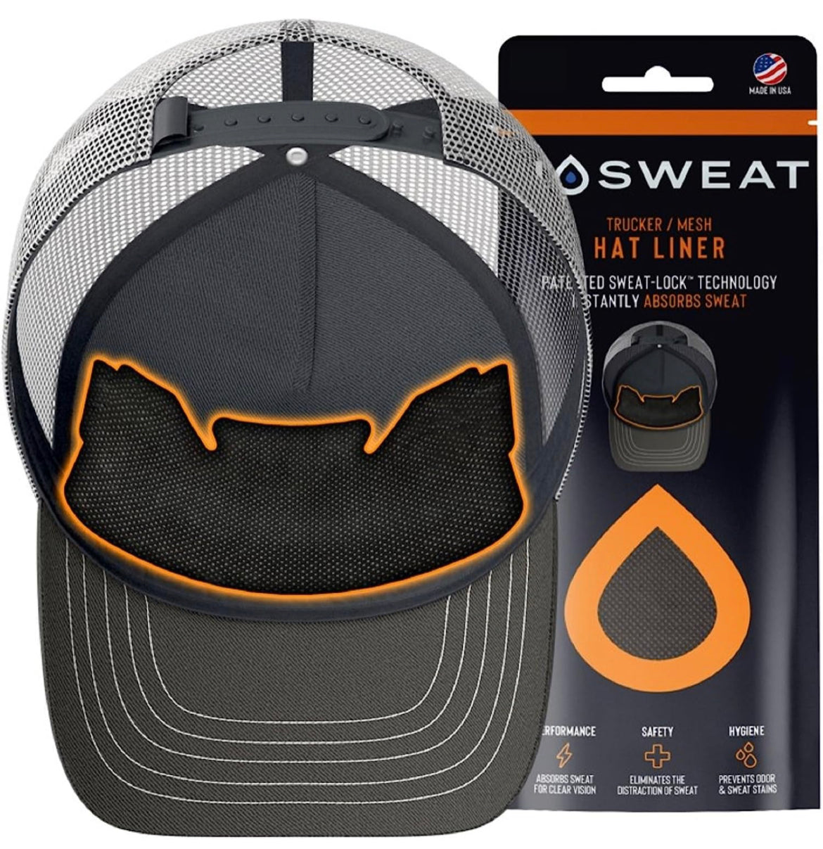 NoSweat® Trucker Hat and Mesh Hat Sweat Liners